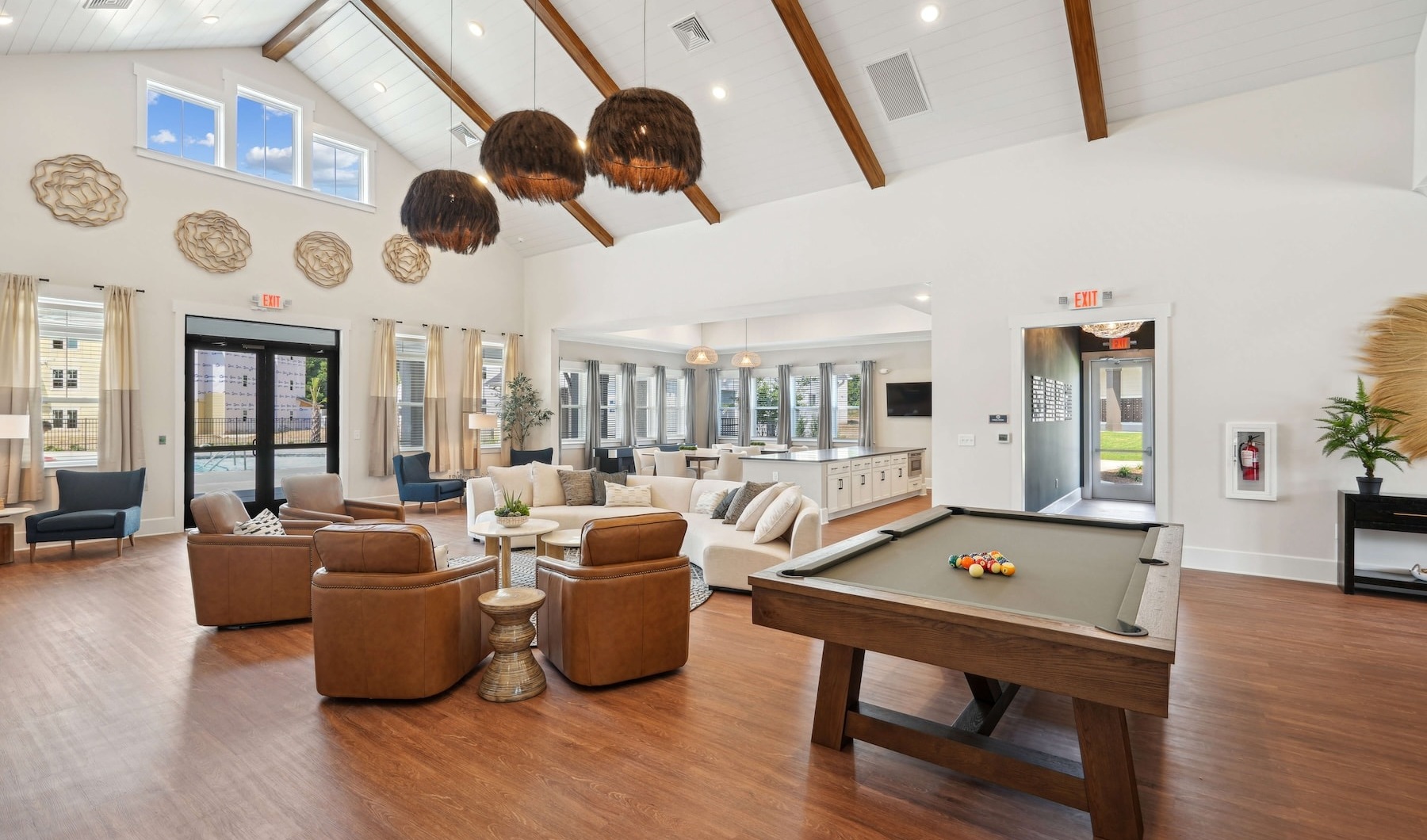 Socializing is easy in our resident lounge large lounge room with a pool table and seating
